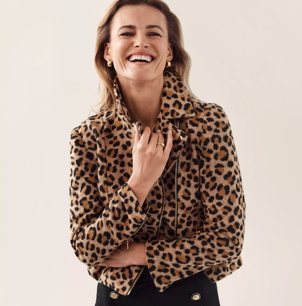 Ann Taylor Animal Print Moto Jacket